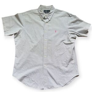 Ralph Lauren Blue striped button down shirt men’s size XL